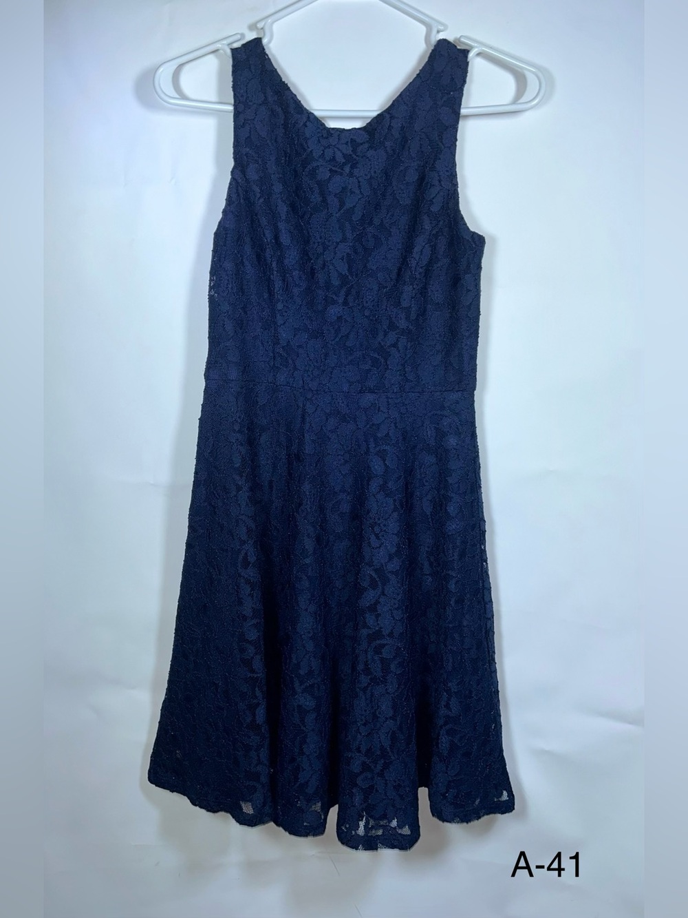 Speechless Navy Floral Lace Fit Flare Dress Juniors XS Wedding Party